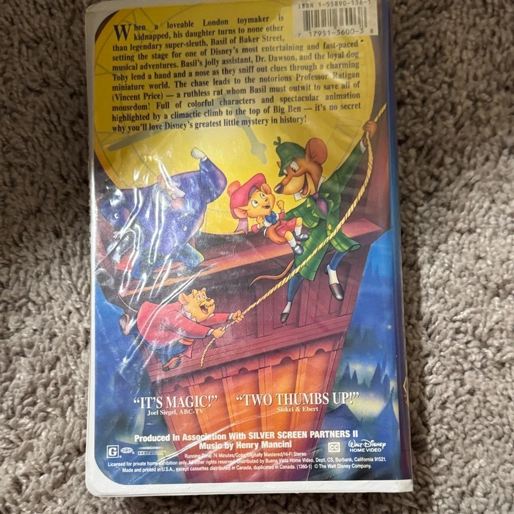Disney The Great Mouse Detective VHS - Blue and Yellow Cover